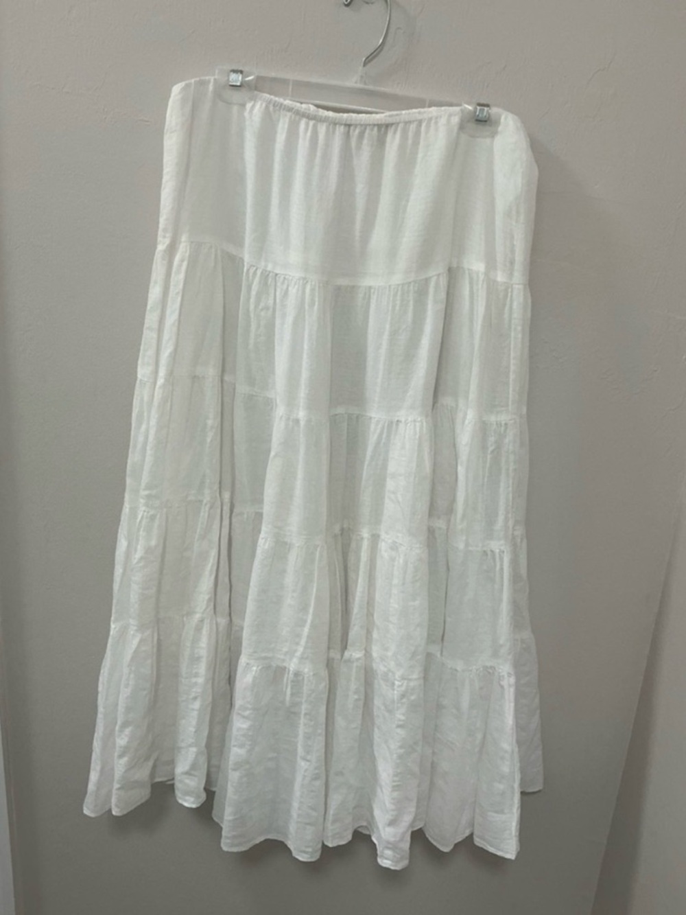 Lauren Ralph Lauren Large 100% Cotton Maxi Flowy Skirt Tiered size PM in white